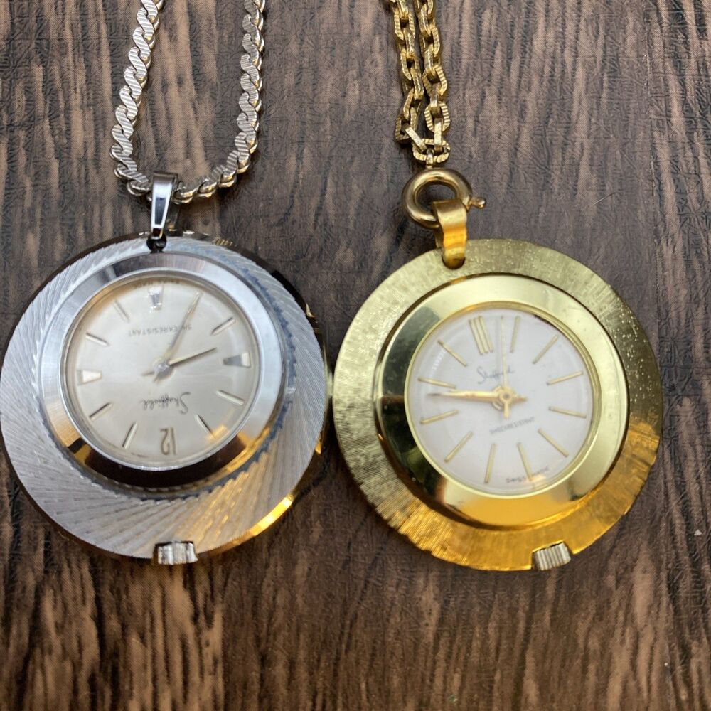 2 vintage sheffield pendant watches on Necklaces Working